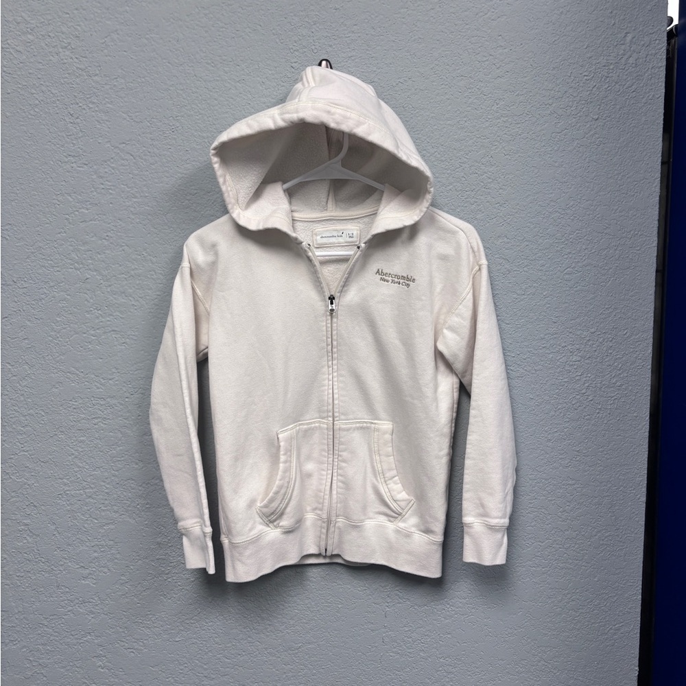 Abercrombie Kids 9-10yo Soft White/Cream Full Zip Hoodie, EUC - Picture 3 of 13